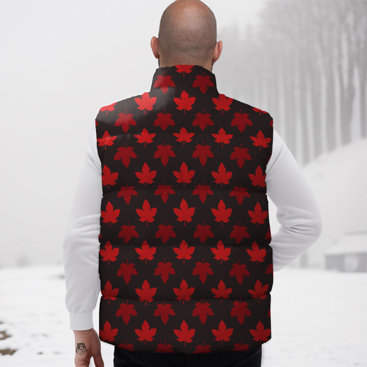 Maple Leaves Autumn Print Pattern Down Vest