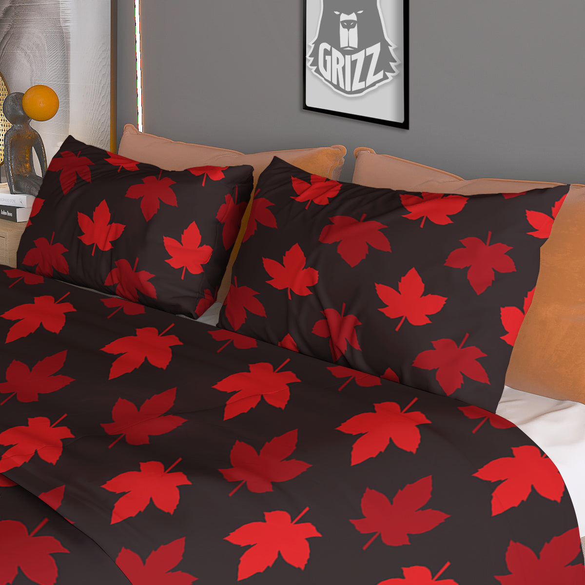 Maple Leaves Autumn Print Pattern Duvet Cover Bedding Set