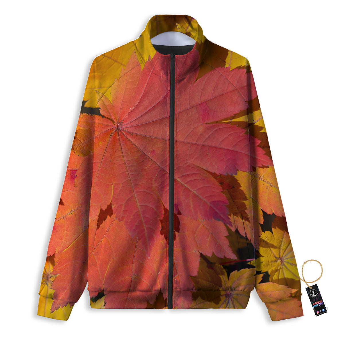 Maple Leaves Autumn Print Track Jacket-grizzshop