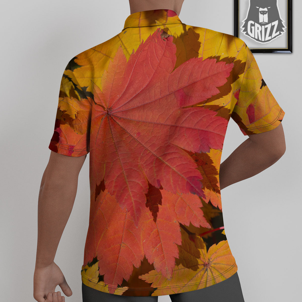 Maple Leaves Autumn Print Untucked Shirts-grizzshop