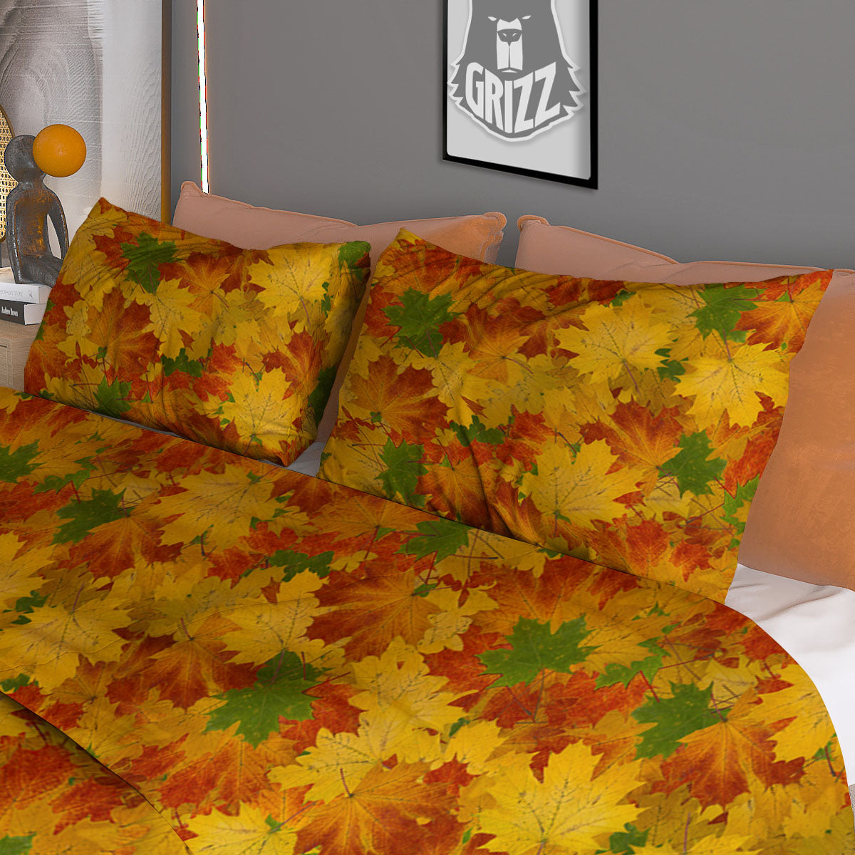 Maple Leaves Fall Autumn Print Duvet Cover Bedding Set