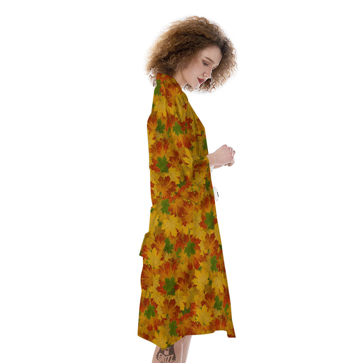 Maple Leaves Fall Autumn Print Kimono-grizzshop