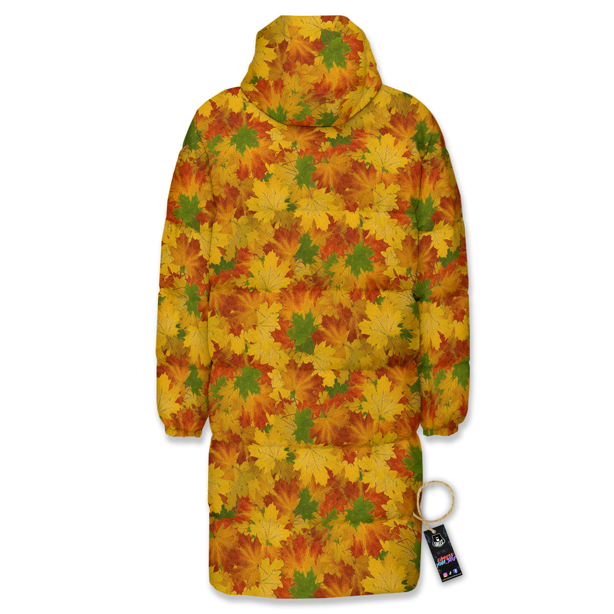 Maple Leaves Fall Autumn Print Long Down Jacket-grizzshop
