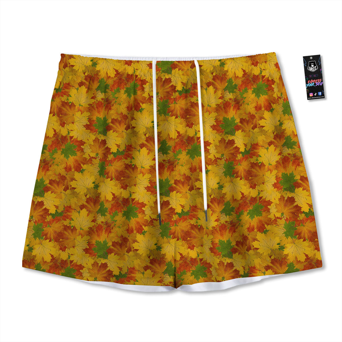 Maple Leaves Fall Autumn Print Mesh Shorts