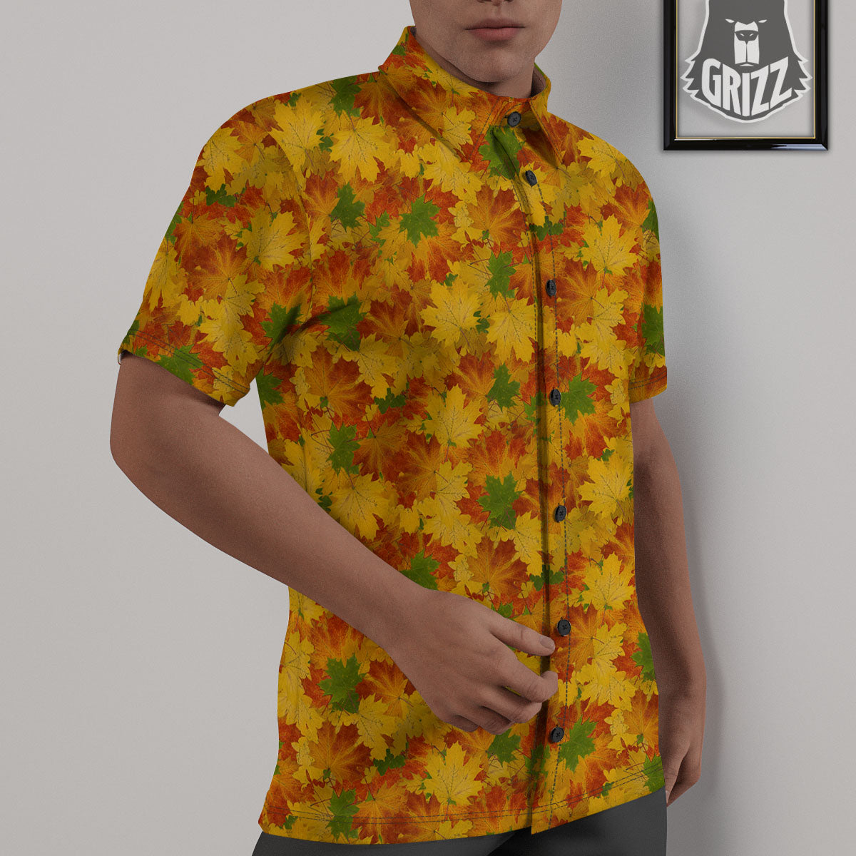 Maple Leaves Fall Autumn Print Untucked Shirts-grizzshop