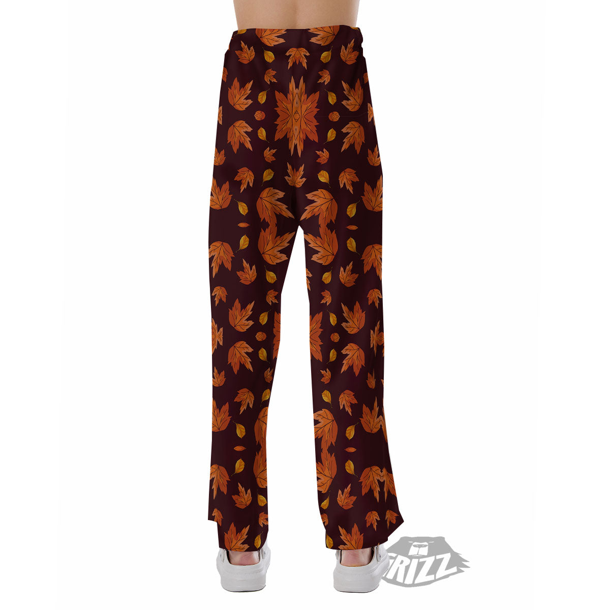 Maple Leaves Orange Print Pattern Pajama Pants-grizzshop
