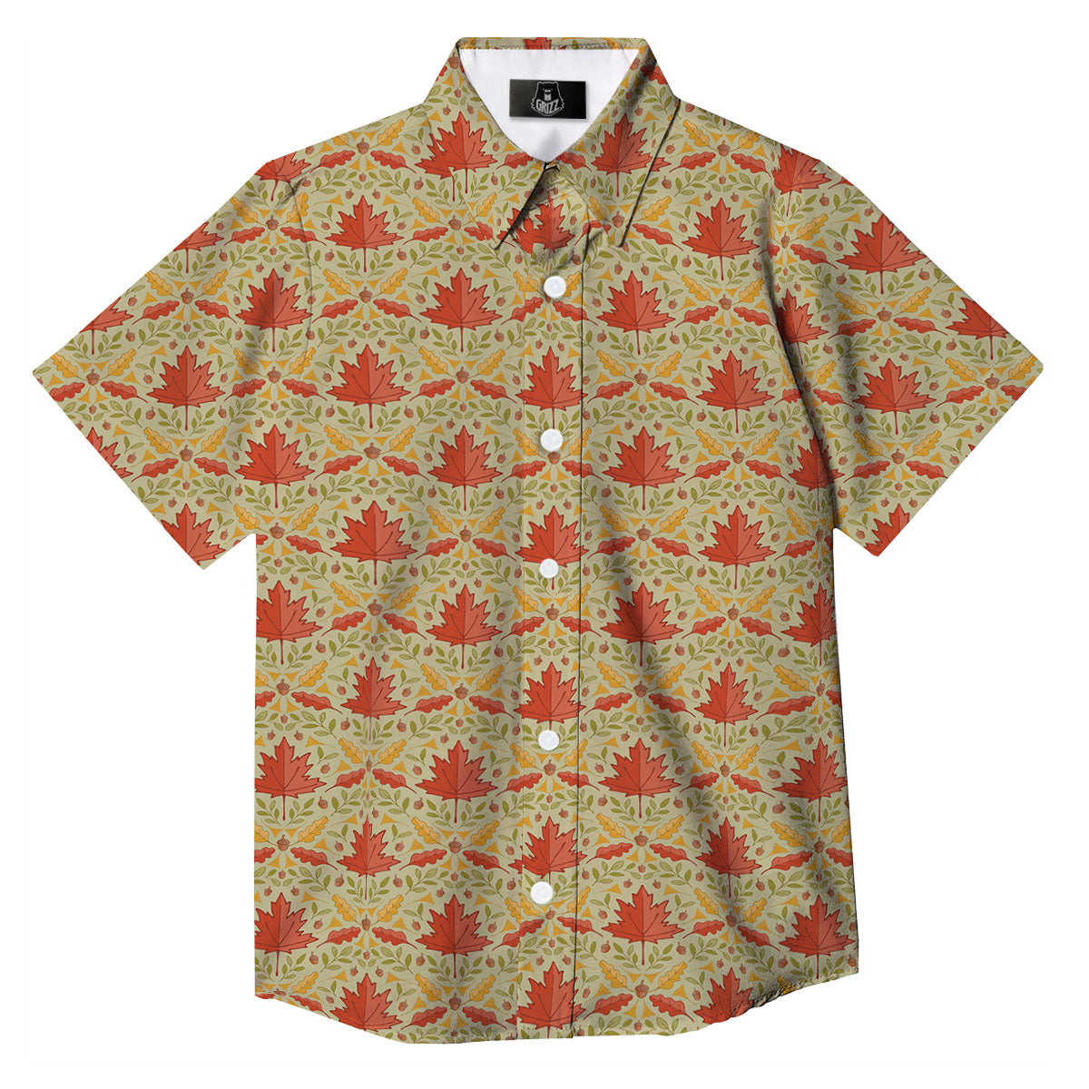 Maple Leaves Print Pattern Button Up Shirt-grizzshop