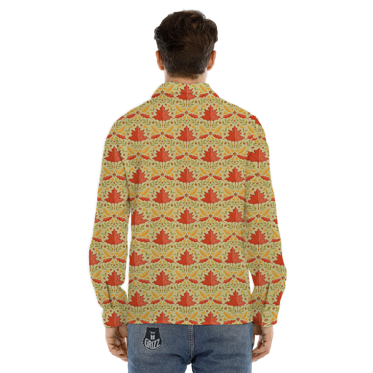 Maple Leaves Print Pattern Men's Dress Shirts-grizzshop