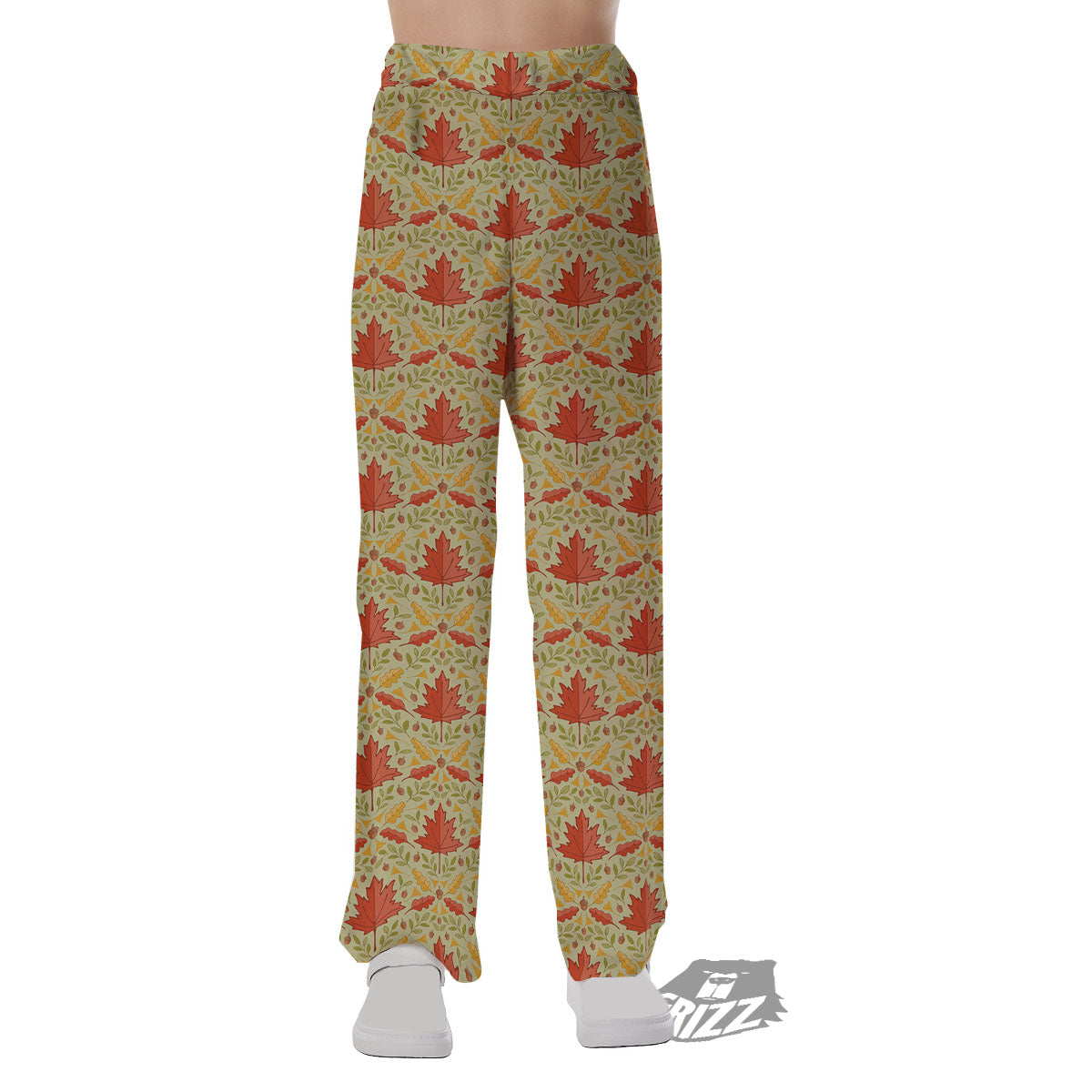 Maple Leaves Print Pattern Pajama Pants-grizzshop
