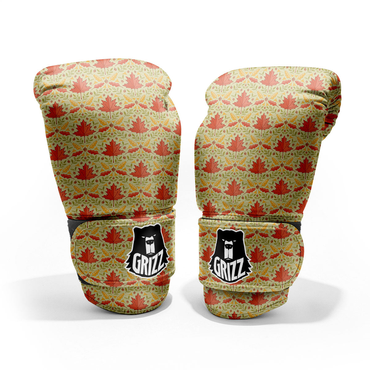 Maple Leaves Print Pattern Sparring Gloves-grizzshop