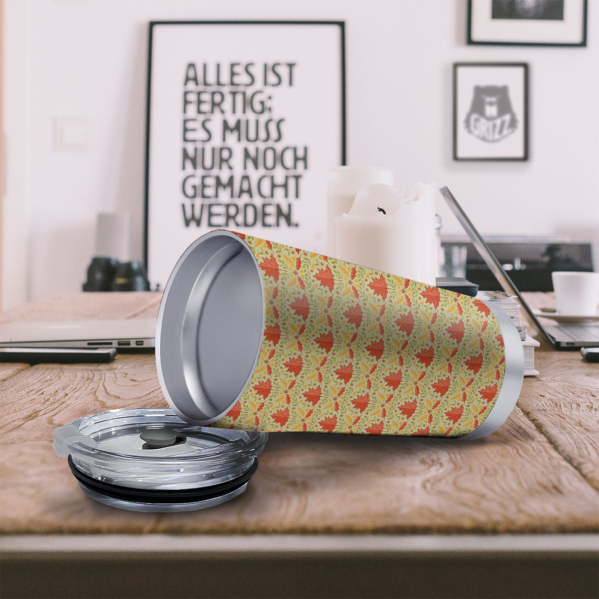 Maple Leaves Print Pattern Tumbler-grizzshop