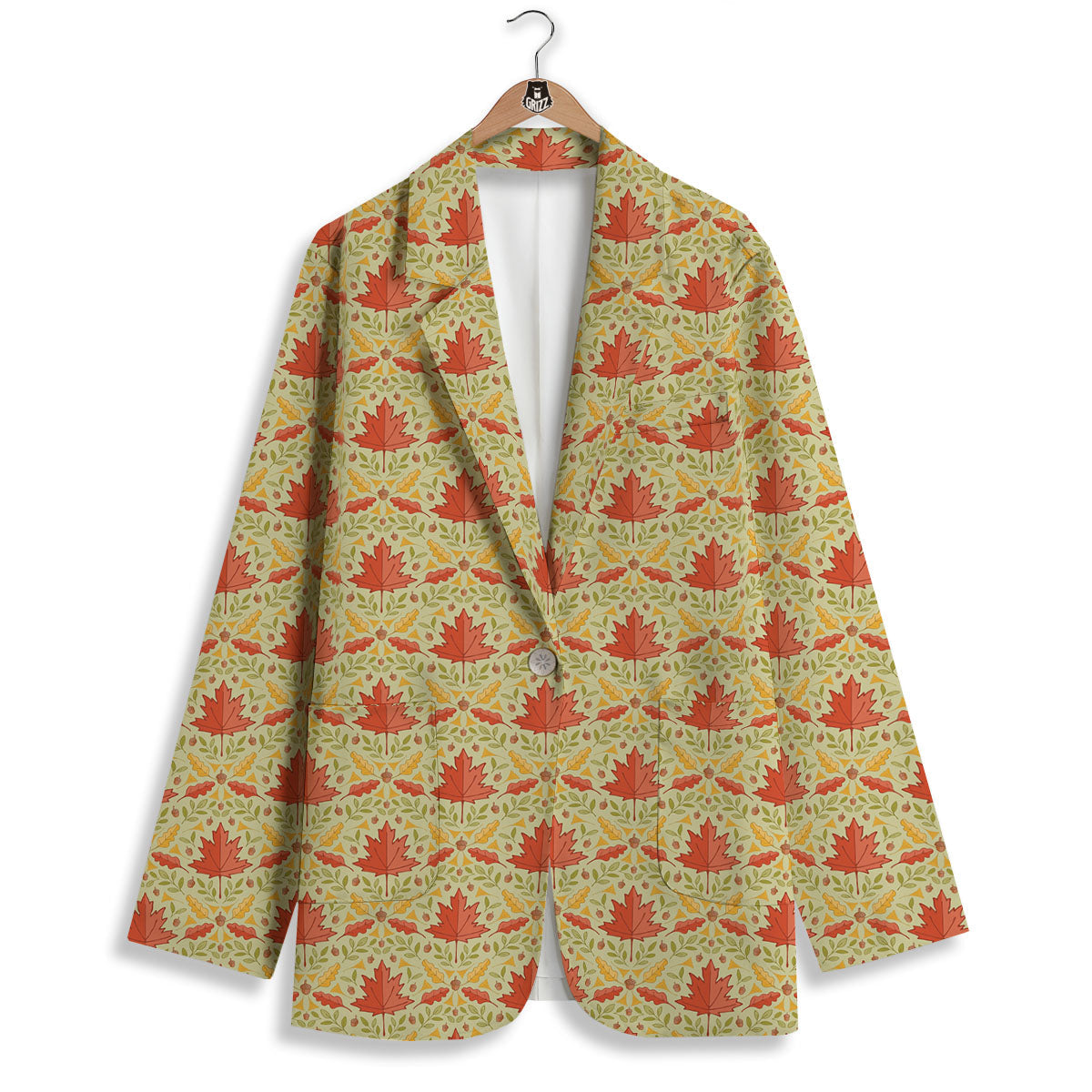 Maple Leaves Print Pattern Women's Blazer-grizzshop
