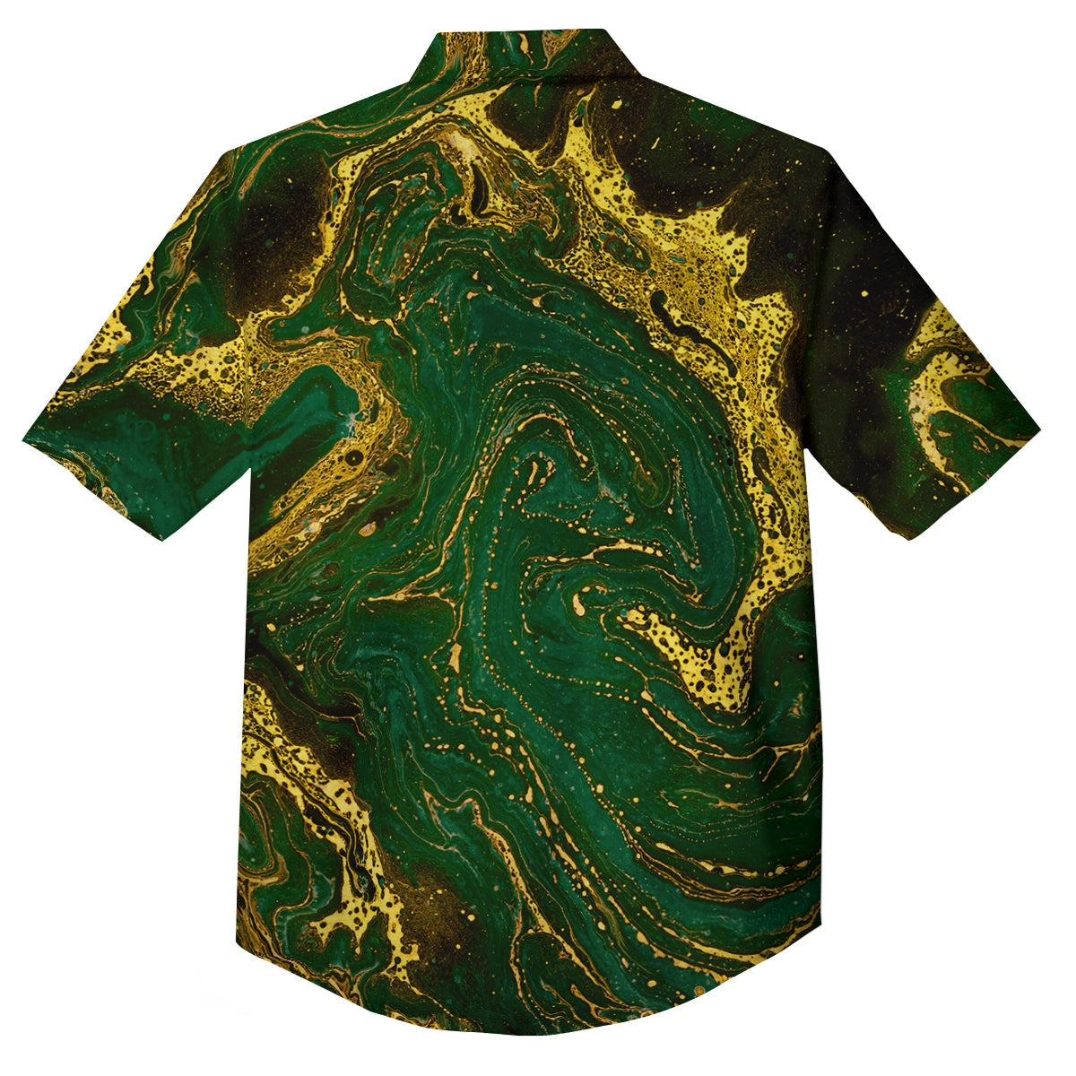 Marble Abstract texture Gold And Dark Green Print Button Up Shirt-grizzshop