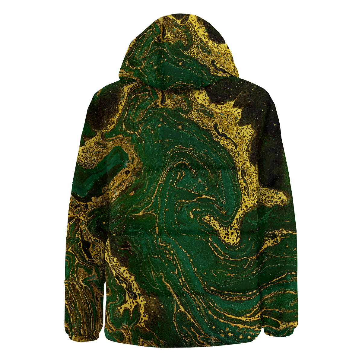Marble Abstract texture Gold And Dark Green Print Down Jacket-grizzshop