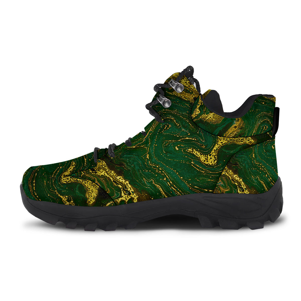 Marble Abstract texture Gold And Dark Green Print Hiking Shoes-grizzshop