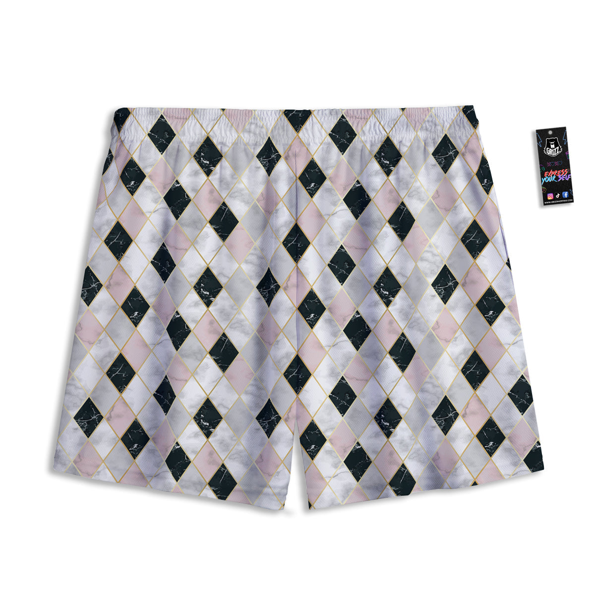Navajo Geometric Style Print Pattern Mesh Shorts