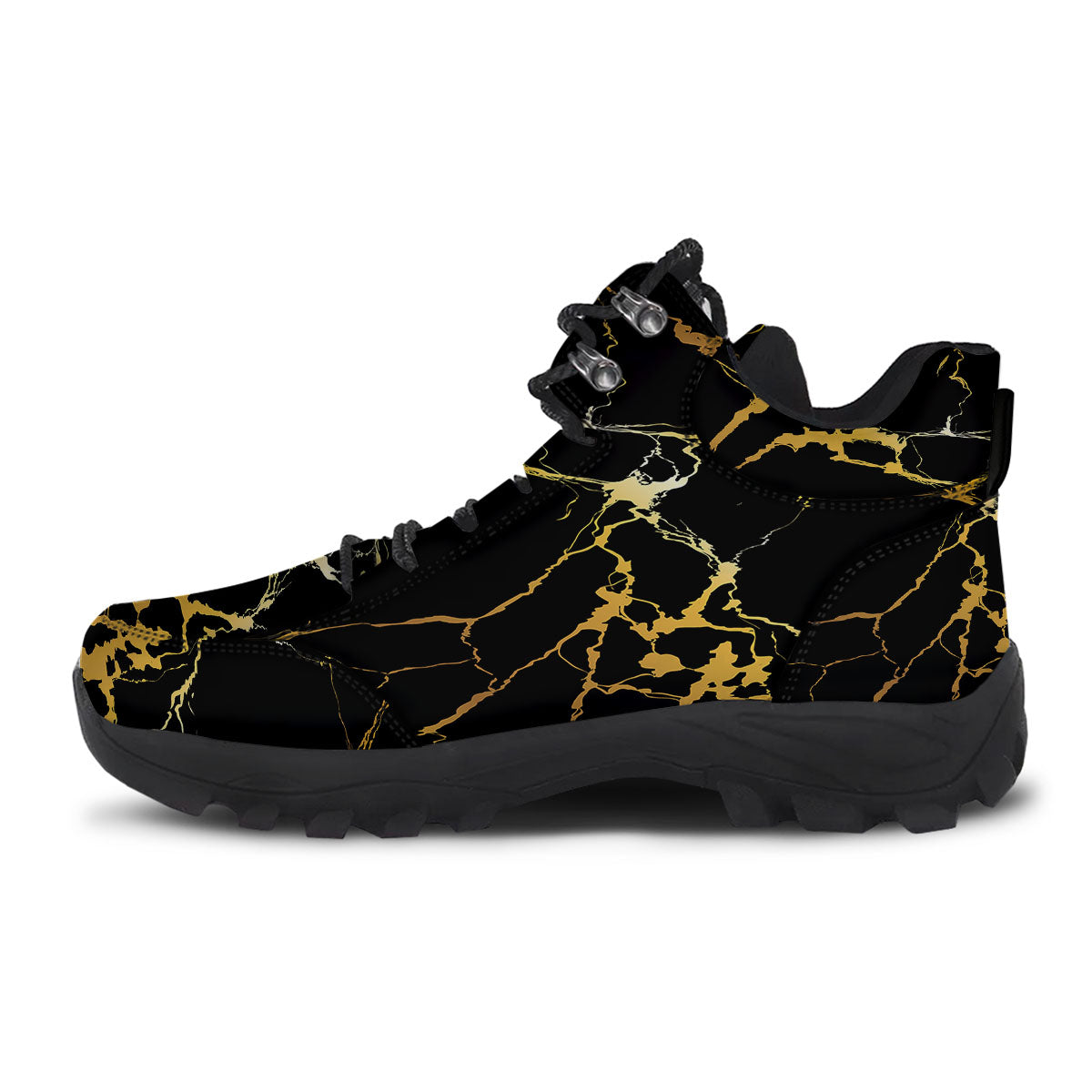 Marble Black Gold Print Hiking Shoes-grizzshop