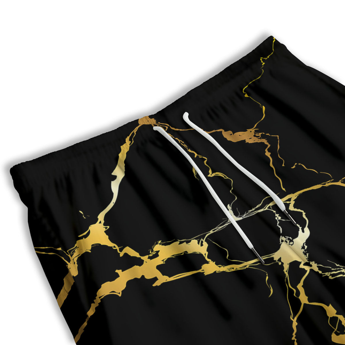 Marble Black Gold Print Men's Athletic Shorts