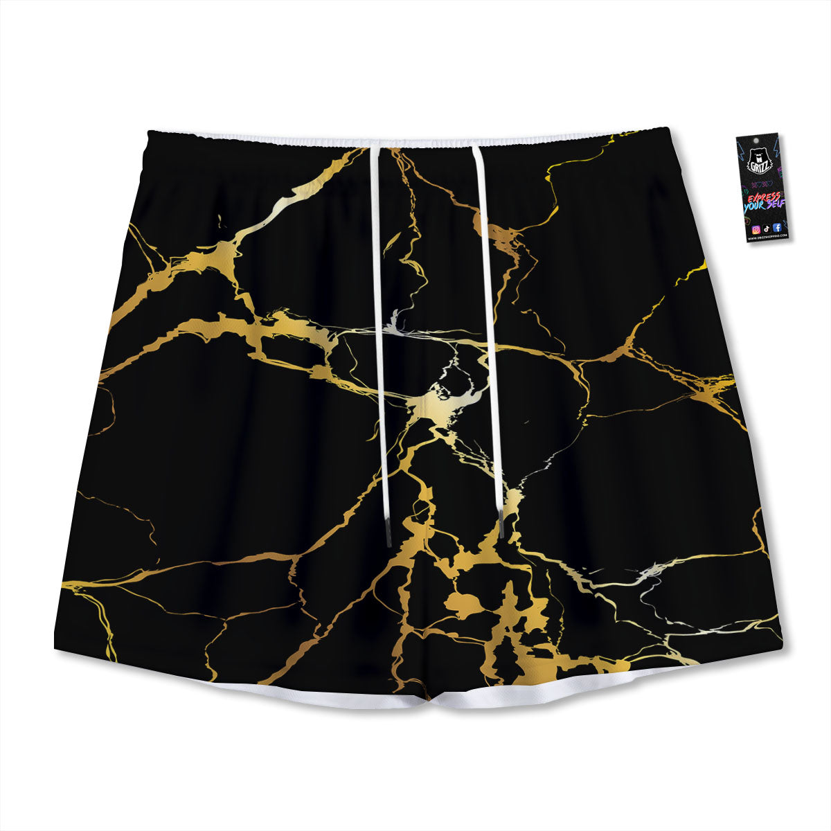 Moving Optical Illusion Green Shapes Mesh Shorts