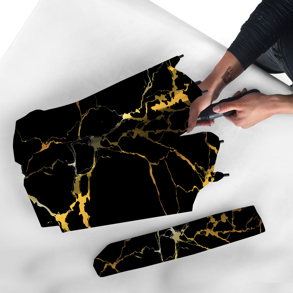 Marble Black Gold Print Umbrella-grizzshop