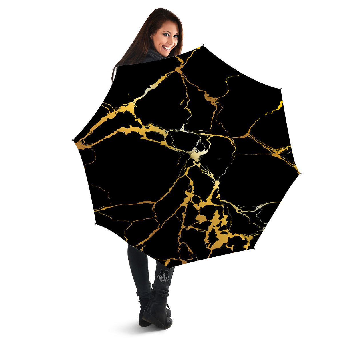 Marble Black Gold Print Umbrella-grizzshop