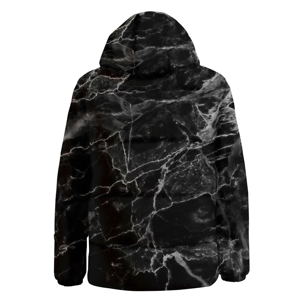 Marble Black Grey Print Down Jacket-grizzshop