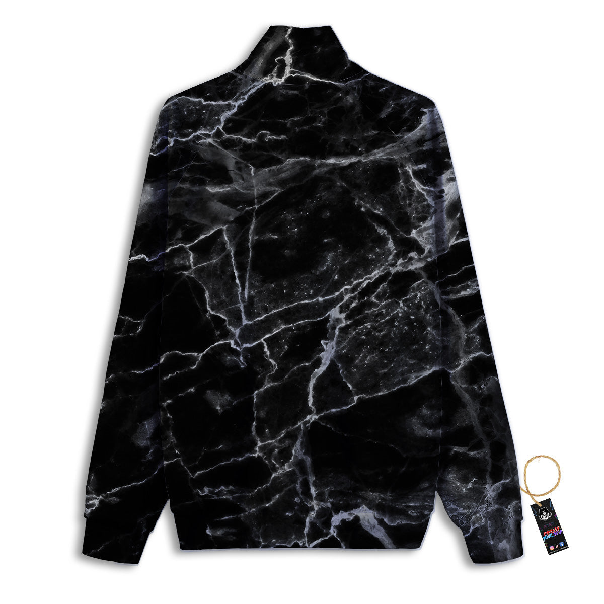 Marble Black Grey Print Track Jacket-grizzshop