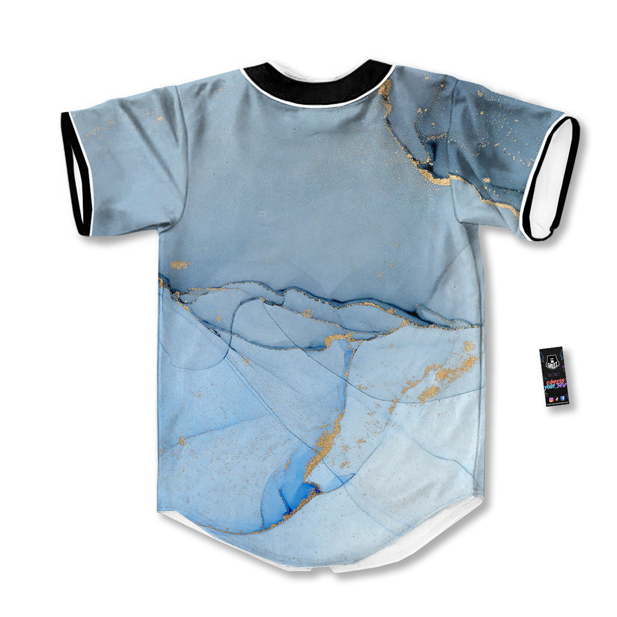 Marble Blue Print Baseball Jersey-grizzshop