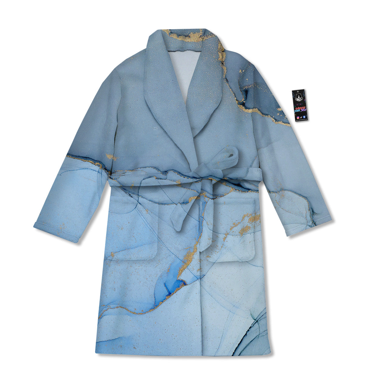 Marble Blue Print Bathrobe-grizzshop