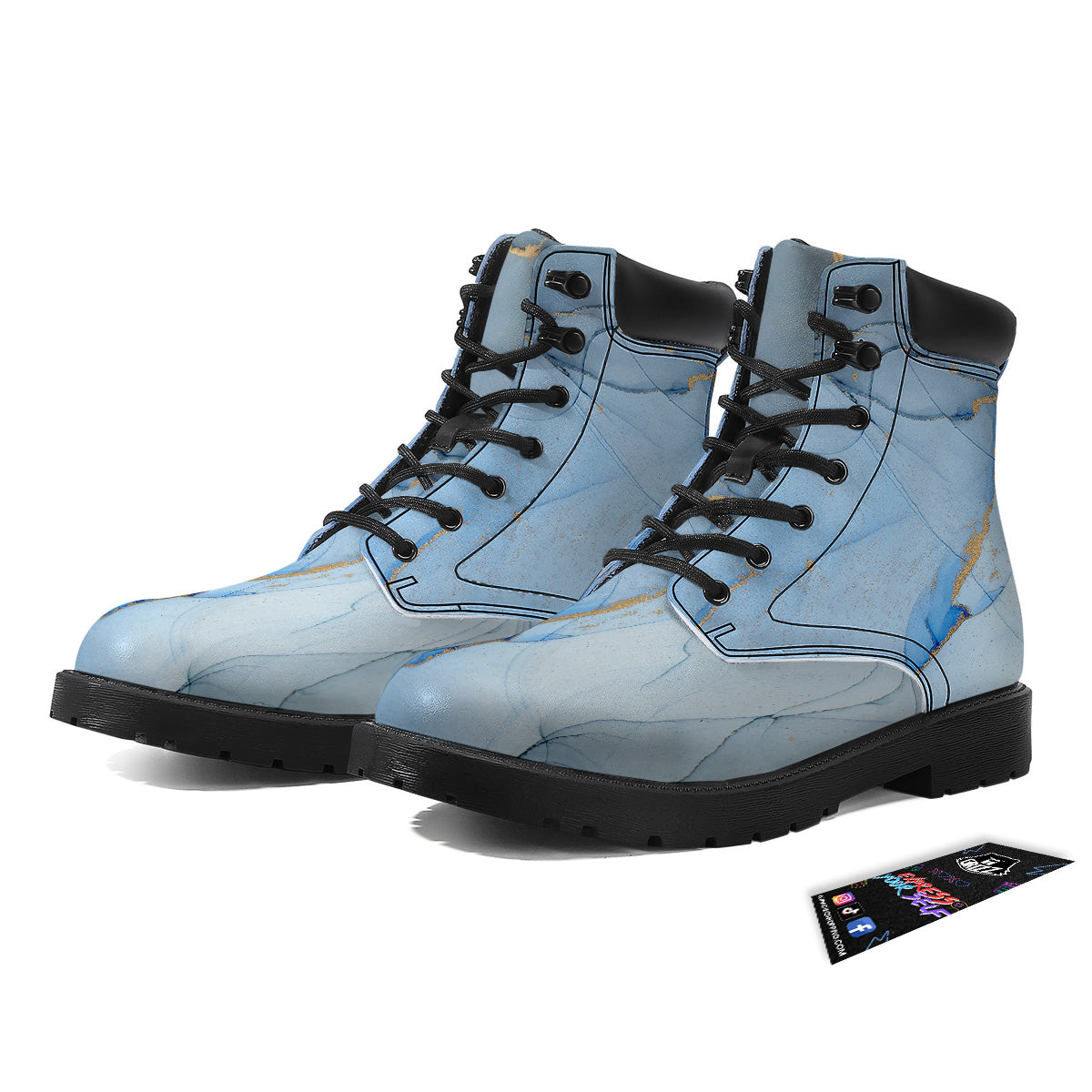 Marble Blue Print Boots-grizzshop