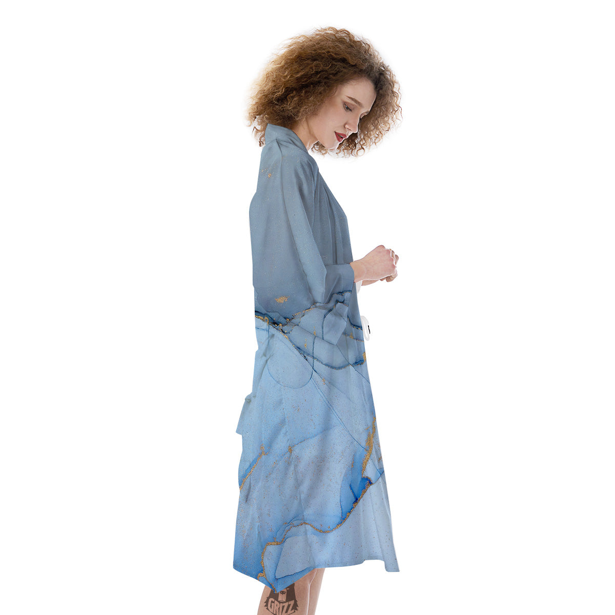 Marble Blue Print Kimono-grizzshop