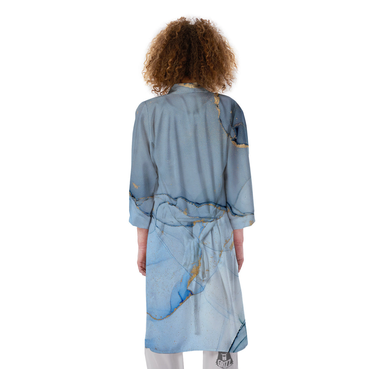 Marble Blue Print Kimono-grizzshop