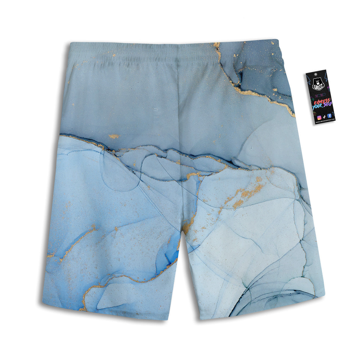 Marble Blue Print Men's Athletic Shorts