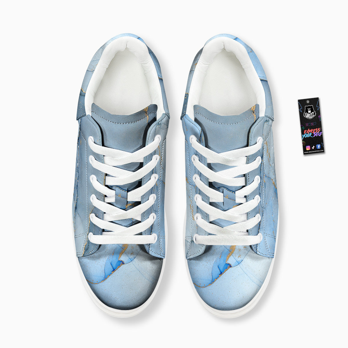 Marble Blue Print Platform Shoes-grizzshop