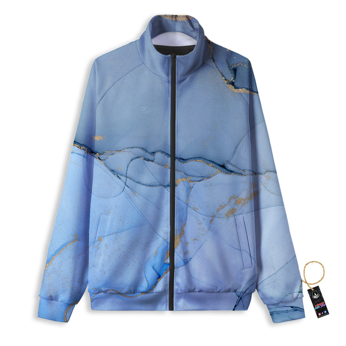 Marble Blue Print Track Jacket-grizzshop