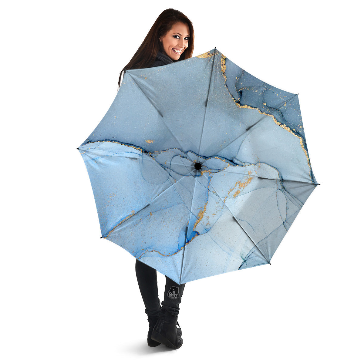 Marble Blue Print Umbrella-grizzshop
