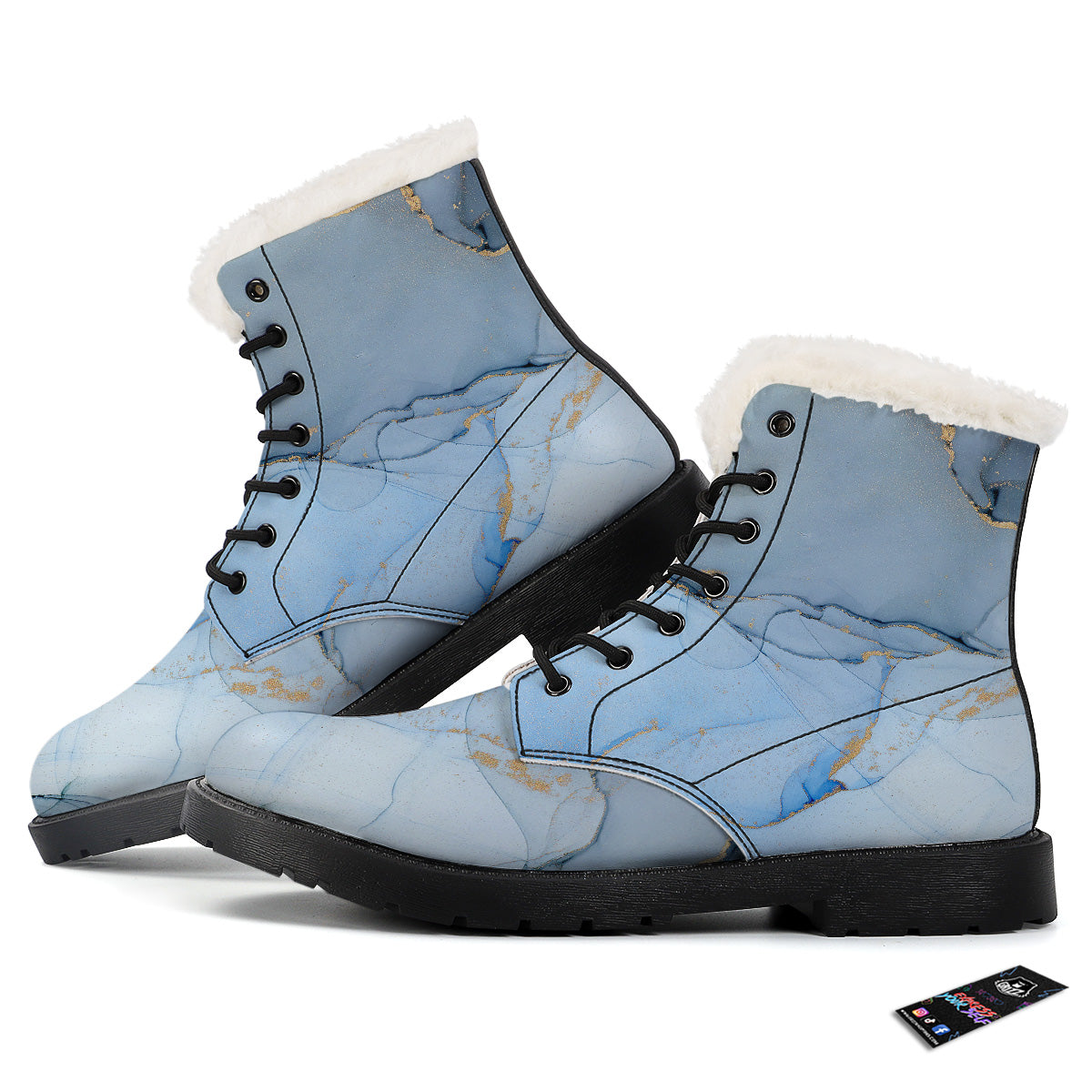 Marble Blue Print Winter Boots-grizzshop