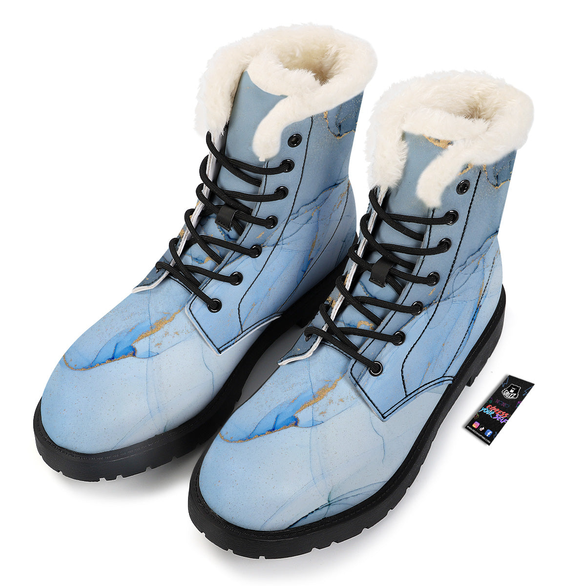 Marble Blue Print Winter Boots-grizzshop