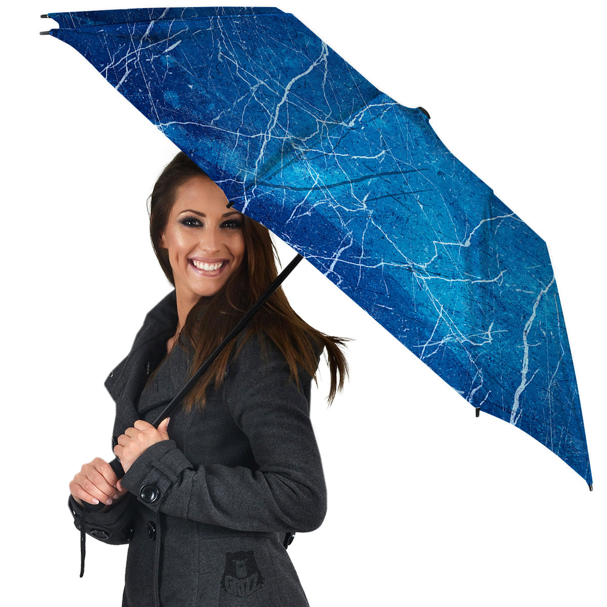 Marble Blue Sapphire Print Umbrella-grizzshop