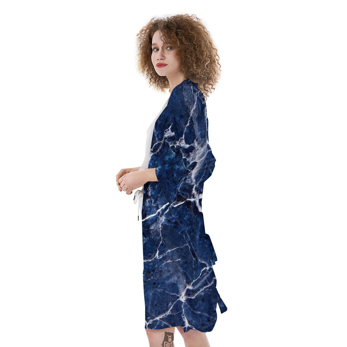 Marble Blue White Print Kimono-grizzshop
