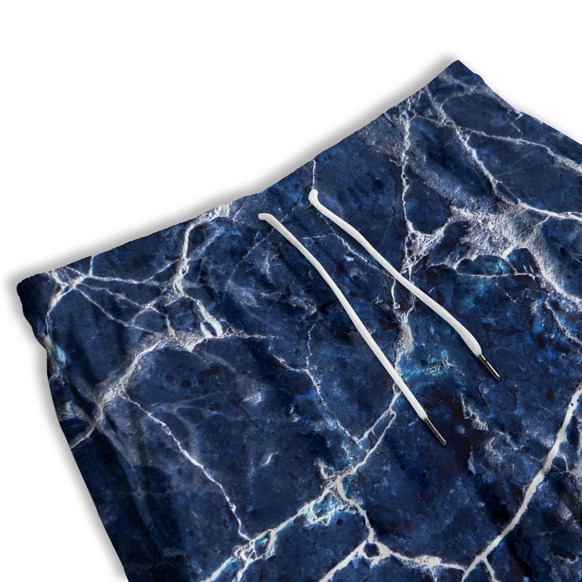 Marble Blue White Print Men's Athletic Shorts
