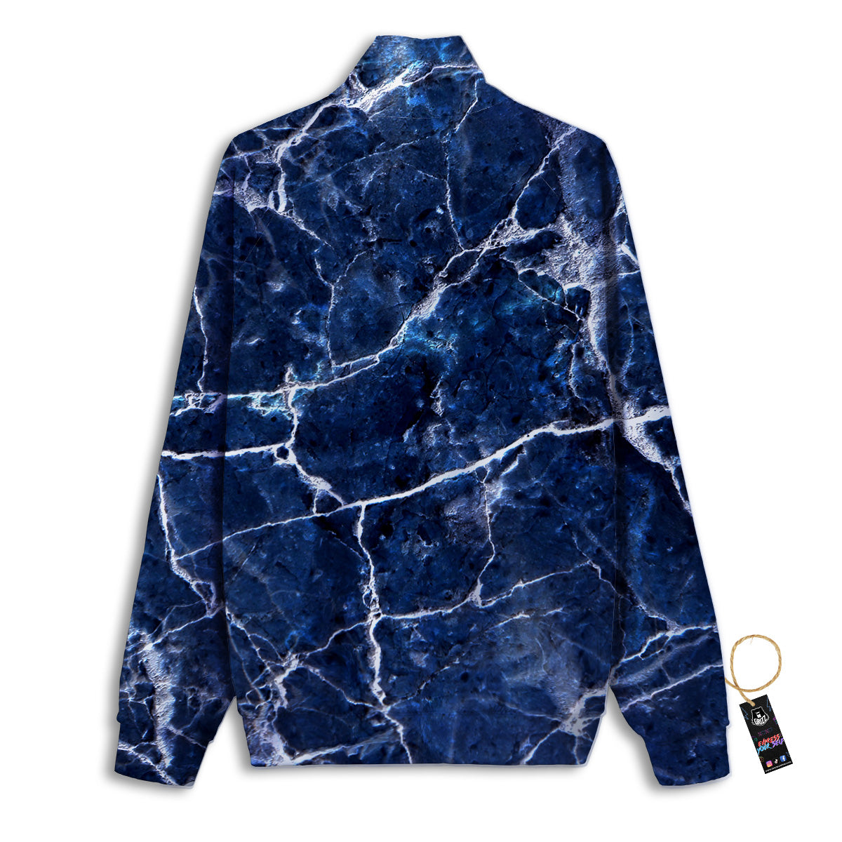 Marble Blue White Print Track Jacket-grizzshop