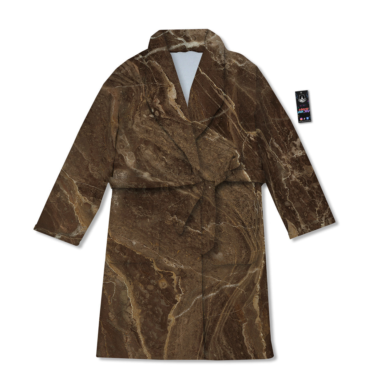 Marble Brown Print Bathrobe-grizzshop