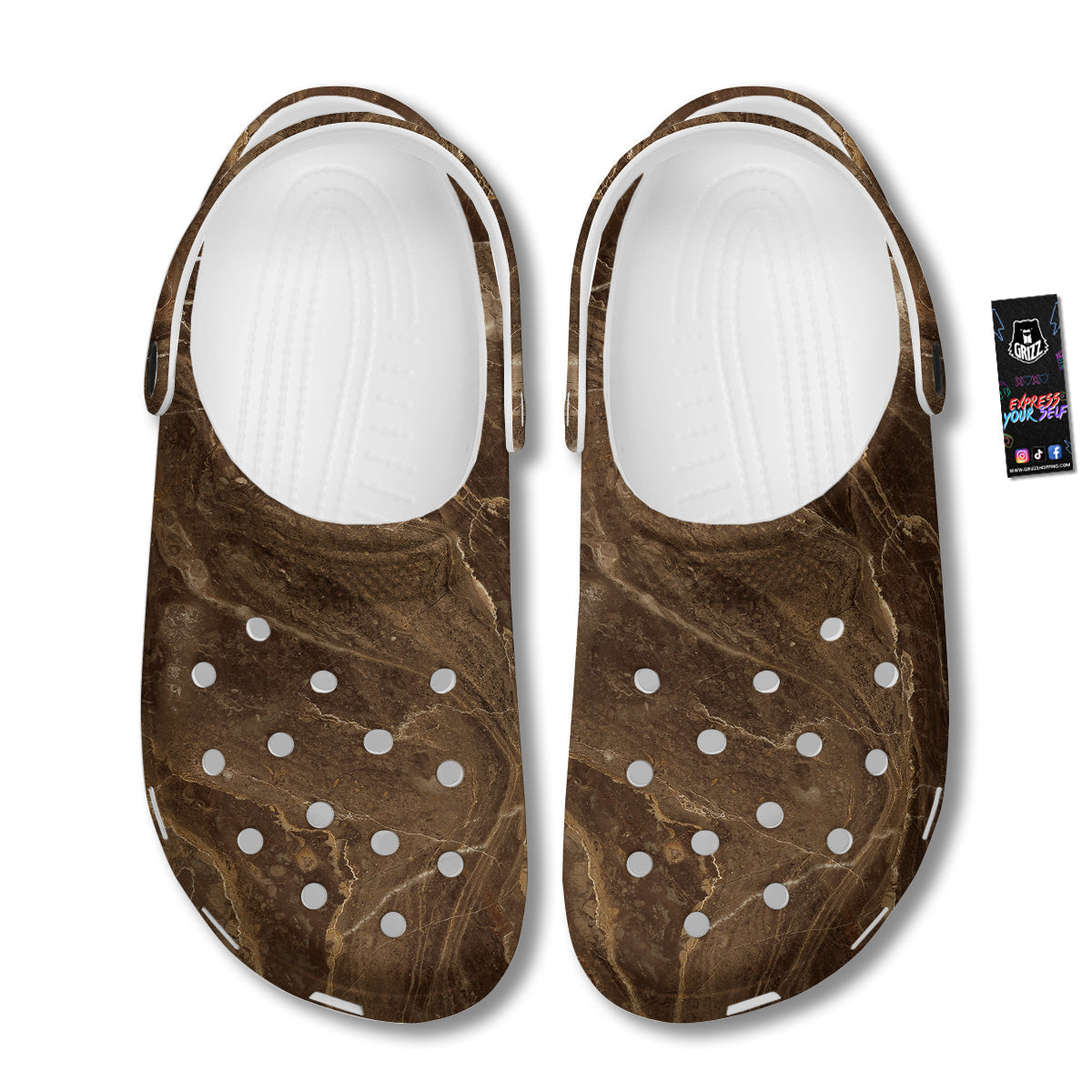 Marble Brown Print Clog-grizzshop