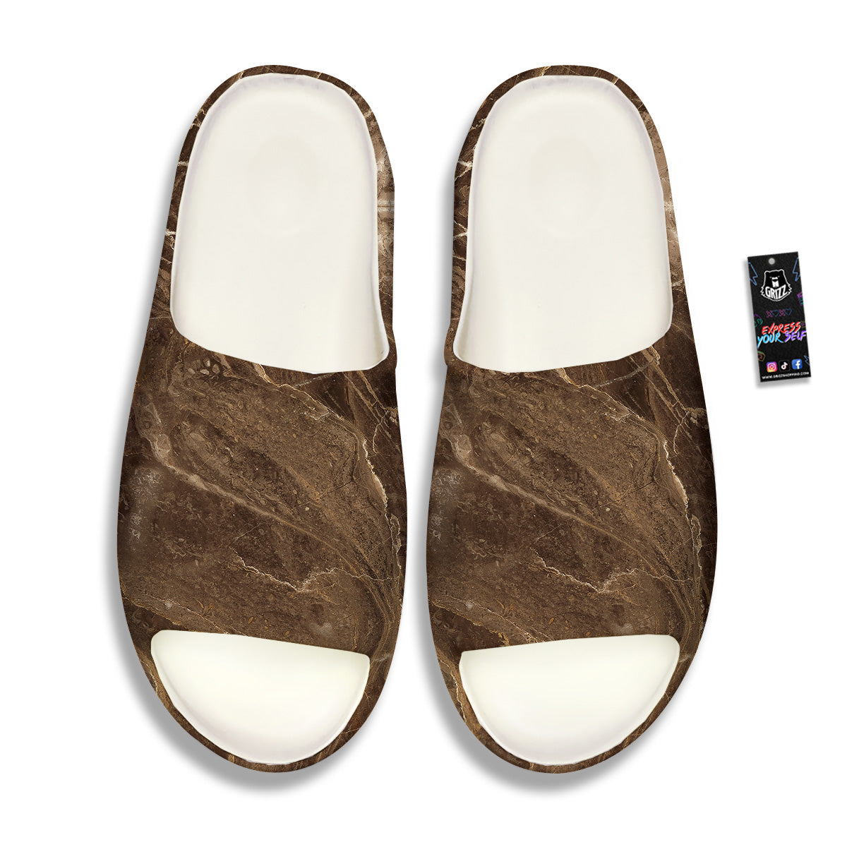 Marble Brown Print Sandals-grizzshop