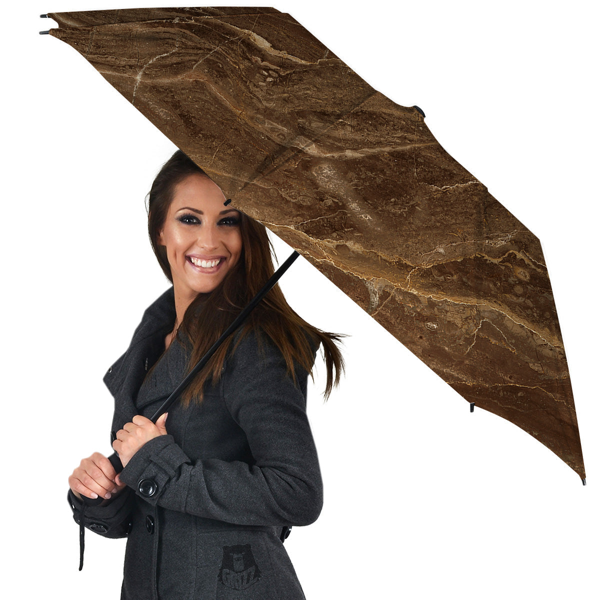 Marble Brown Print Umbrella-grizzshop