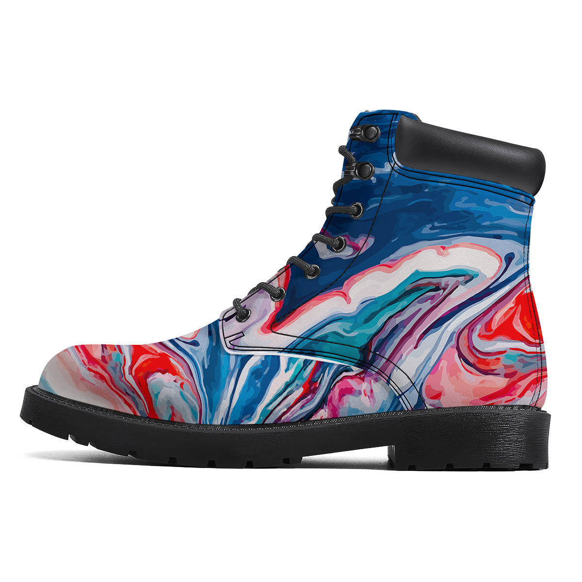 Marble Cartoon Texture Red Blue Print Boots-grizzshop