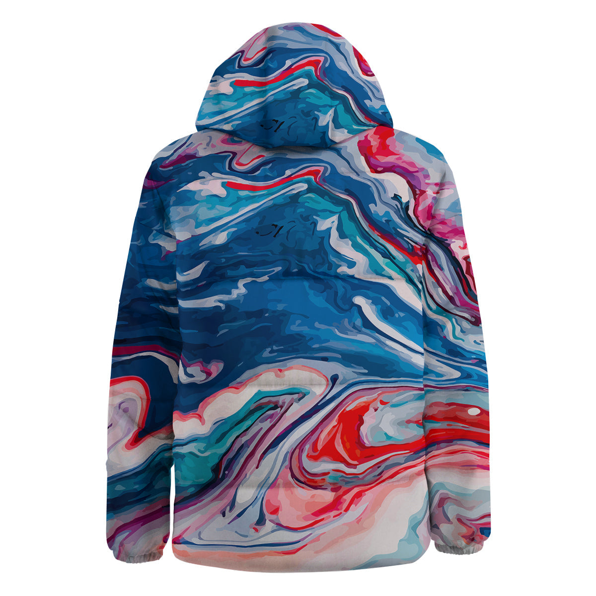Marble Cartoon Texture Red Blue Print Down Jacket-grizzshop