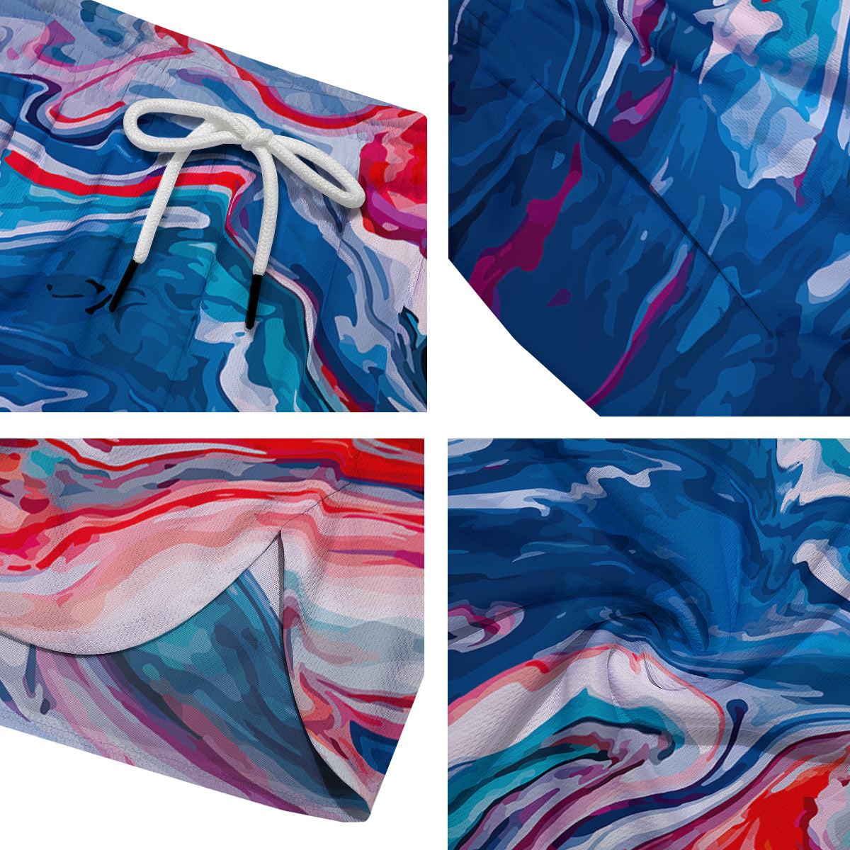 Marble Cartoon Texture Red Blue Print Men's Running Shorts-grizzshop