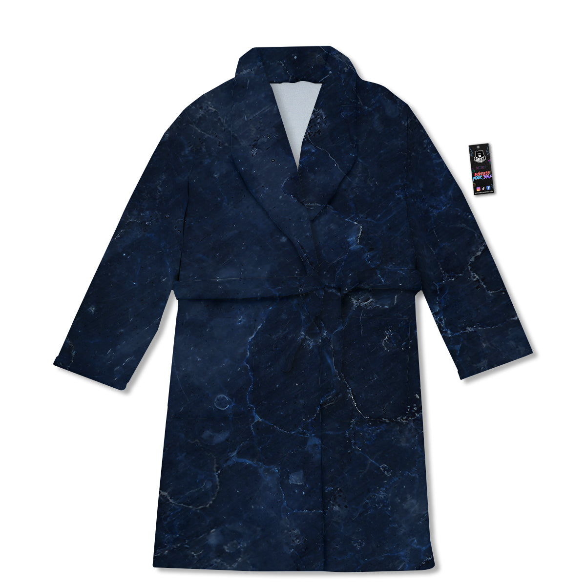 Marble Dark Blue Print Bathrobe-grizzshop